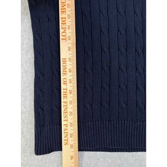 Abercrombie & Fitch V Neck Cable Knit Sweater Navy Blue Size Medium - Picture 9 of 11